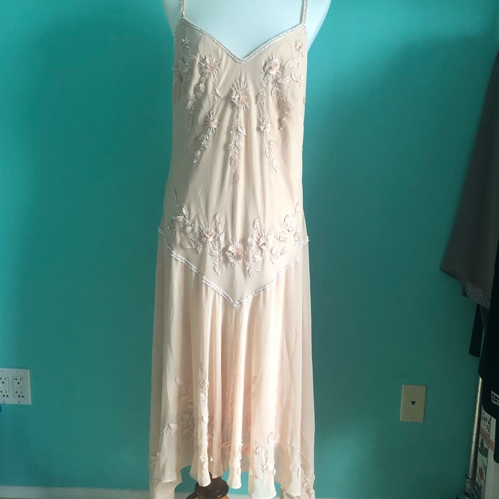 beautiful ballerina beaded dress blush/peach